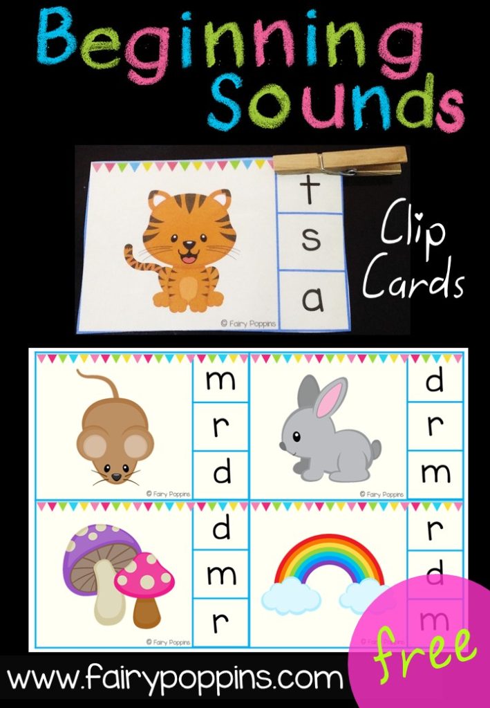 Free Beginning Sound Clip Cards