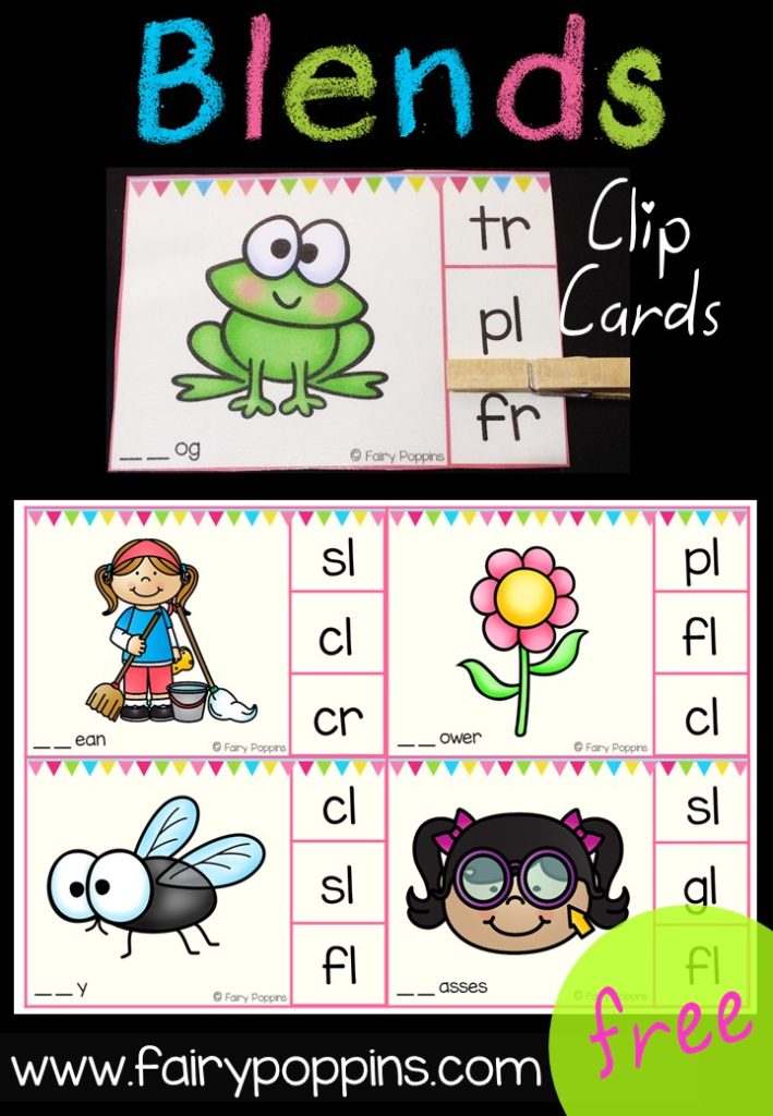 Free Blends Clip Cards - Fairy Poppins