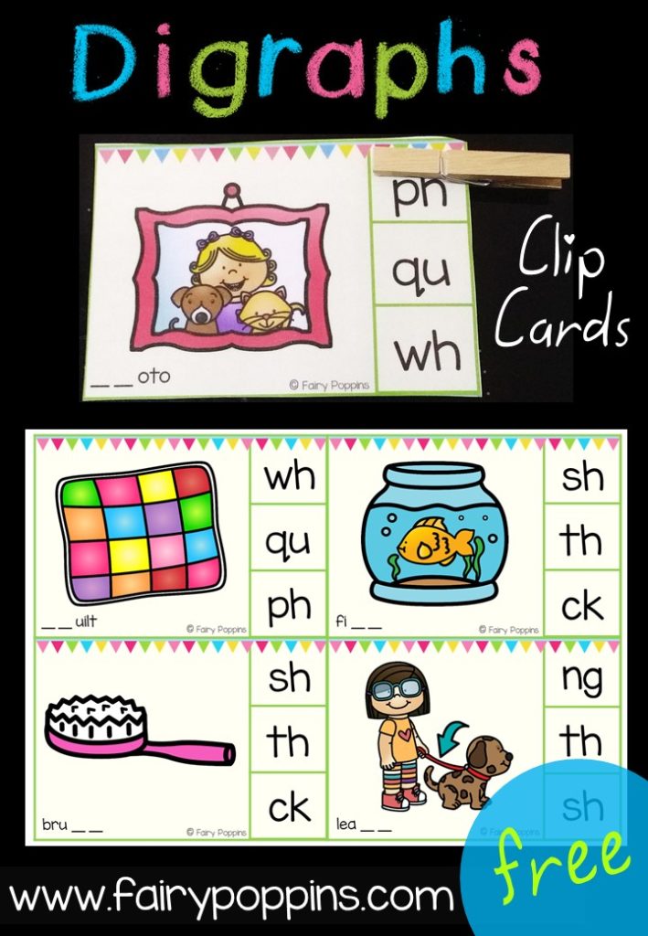 Free Digraph Clip Cards - Fairy Poppins