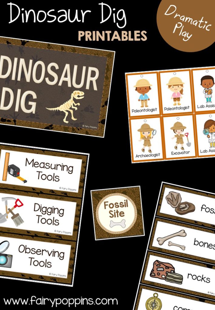 Dinosaur Dig dramatic play printables ~ Fairy Poppins