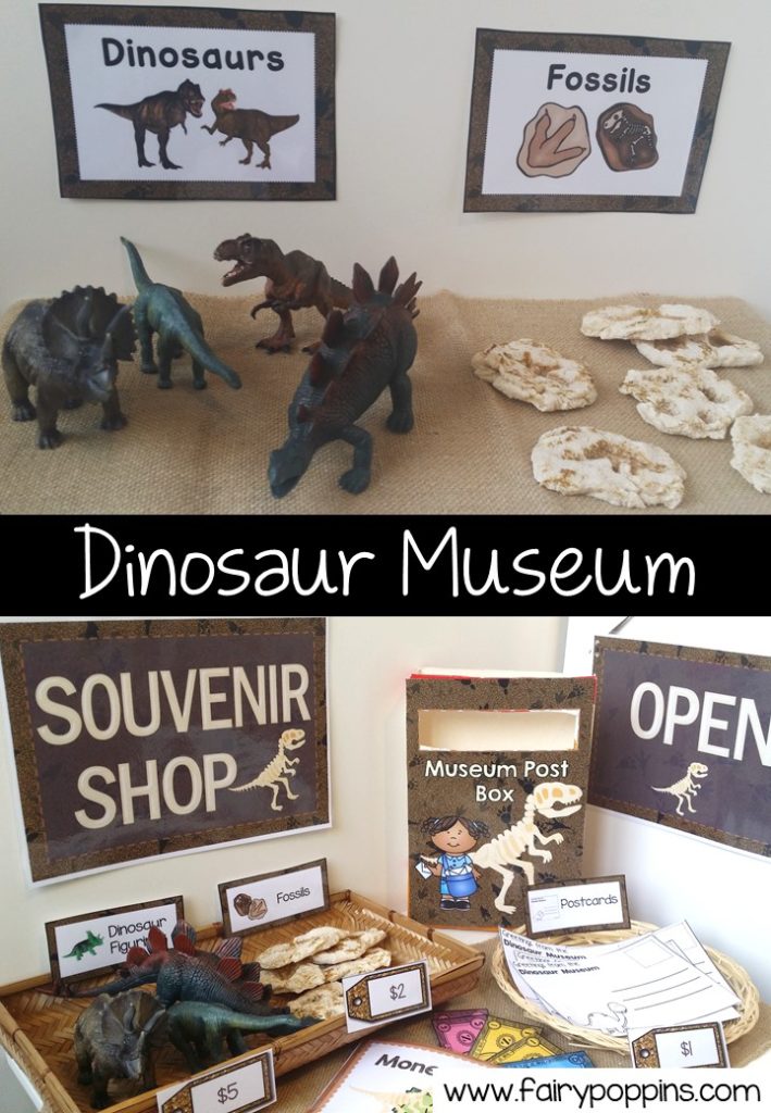 Dinosaur Museum and Souvenir Shop dramatic play printables ~ Fairy Poppins