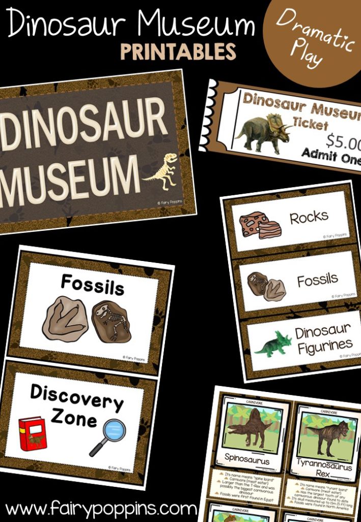 Dinosaur Museum and Souvenir Shop dramatic play printables ~ Fairy Poppins