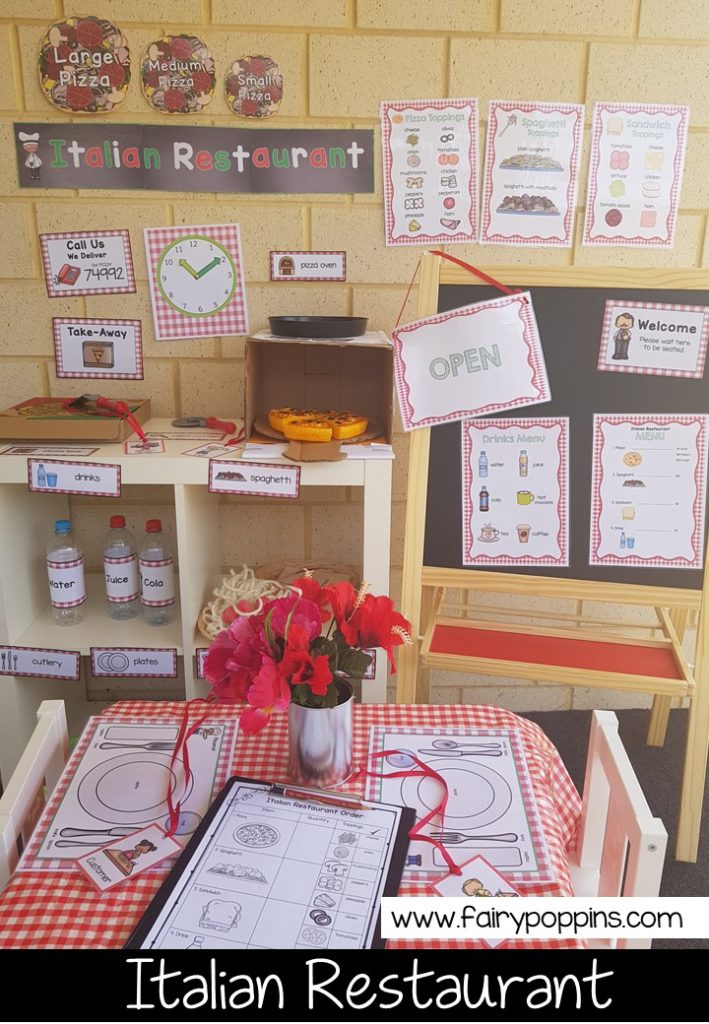 Italian Restaurant and Pizzeria dramatic play printables ~ Fairy Poppins