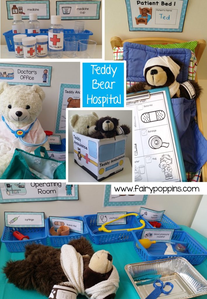 Teddy Bear Hospital dramatic play printables ~ Fairy Poppins