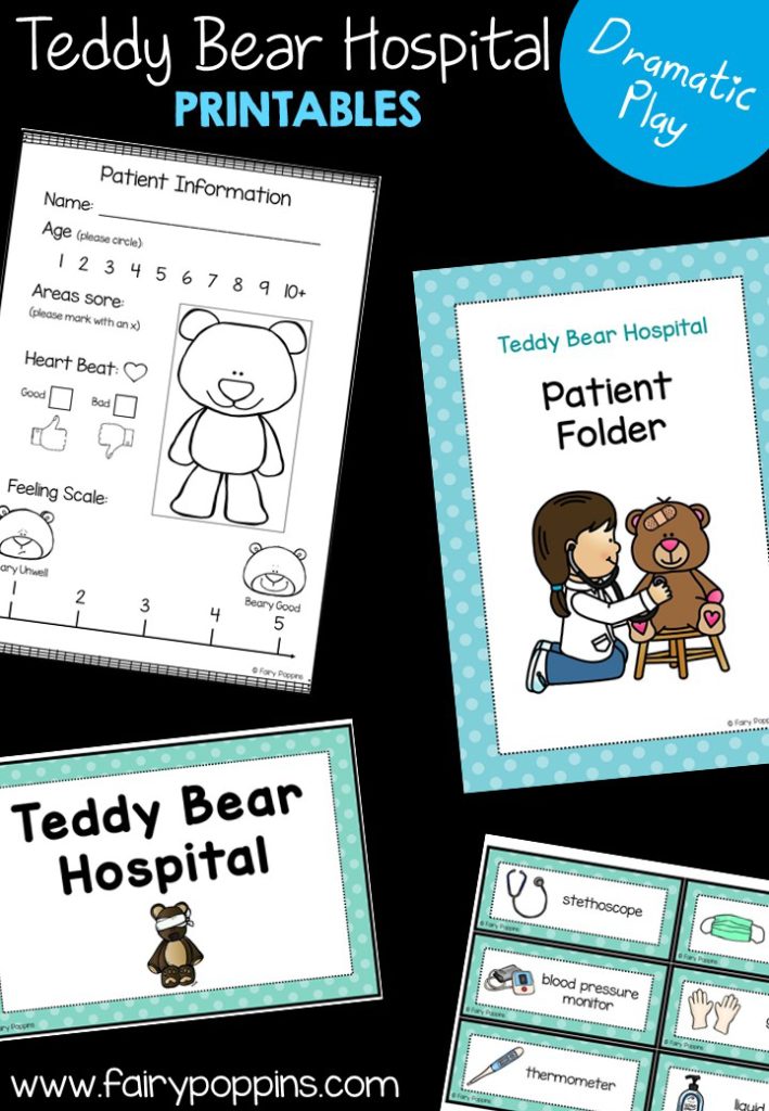 Teddy Bear Hospital dramatic play printables ~ Fairy Poppins