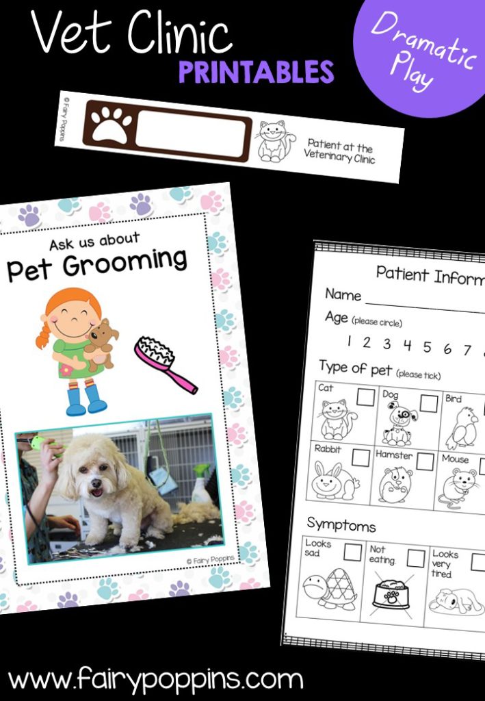 Veterinary Clinic dramatic play printables ~ Fairy Poppins