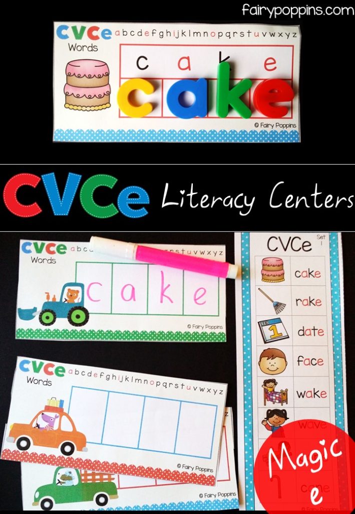 Literacy center activities using CVCe (magic e) words ~ Fairy Poppins