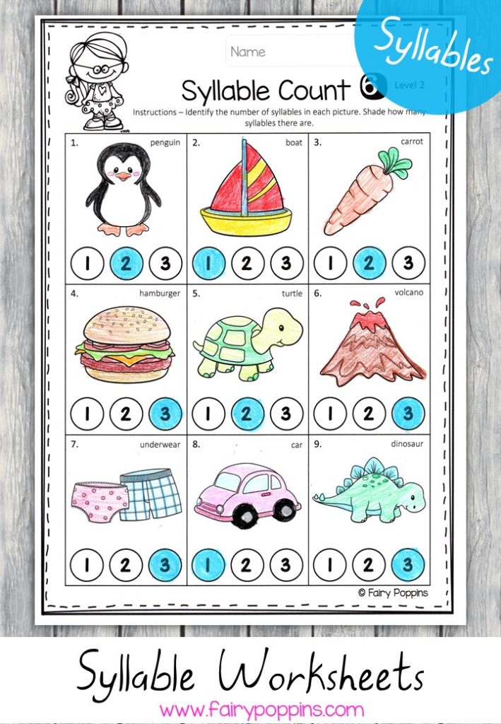 Counting Syllables Worksheet Syllable Worksheets Theworksheetscom