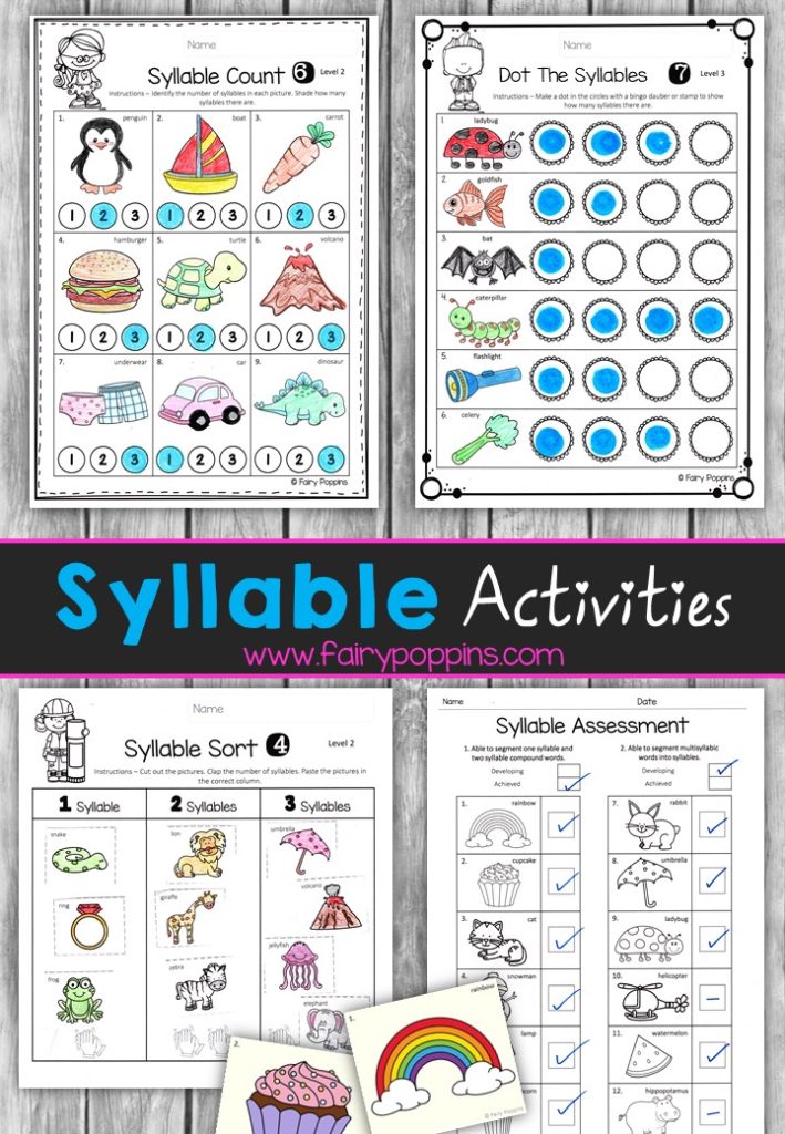 Syllable worksheet activities - Fairy Poppins