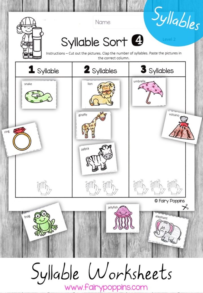 Syllable worksheet activities (differentiated) - Fairy Poppins