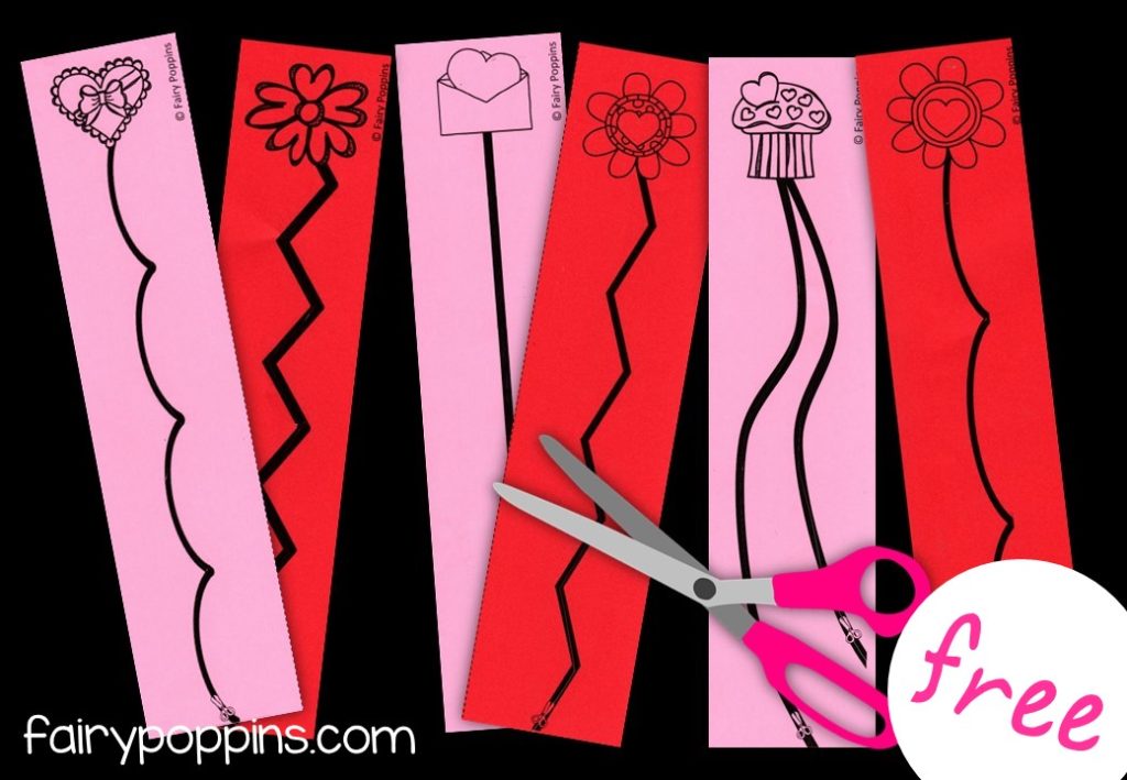 Valentine's Day cutting practice worksheets (free) - Fairy Poppins