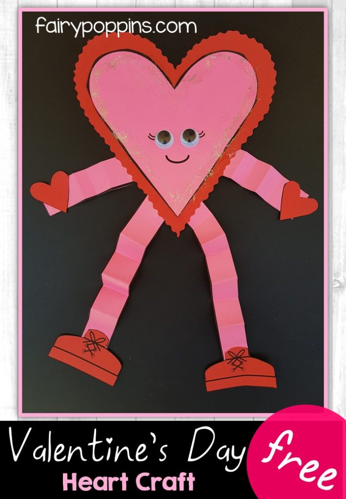 Valentine's Day heart craft template (free) - Fairy Poppins