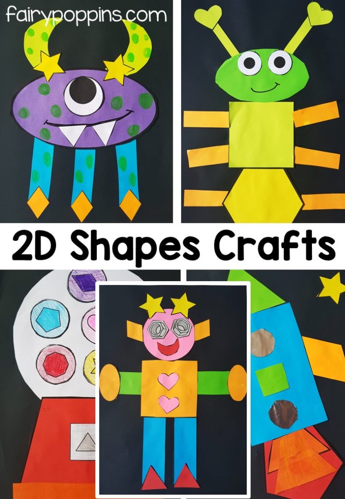 2D Shapes crafts for kids with printable headings and templates - Fairy Poppins