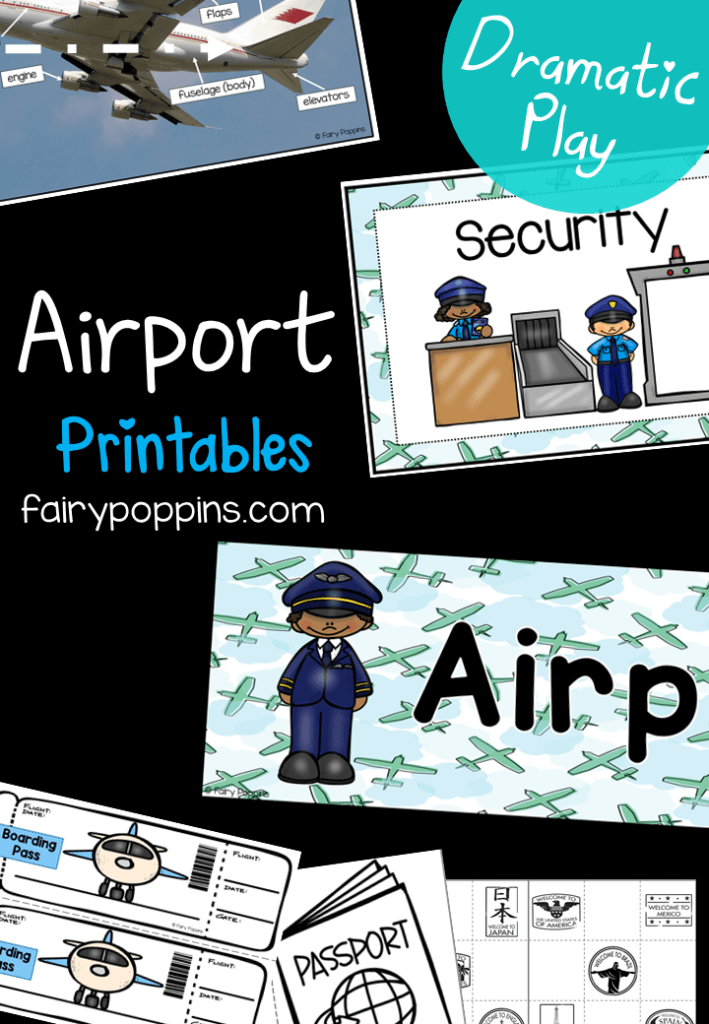 Airport printables for dramatic and pretend play - Fairy Poppins