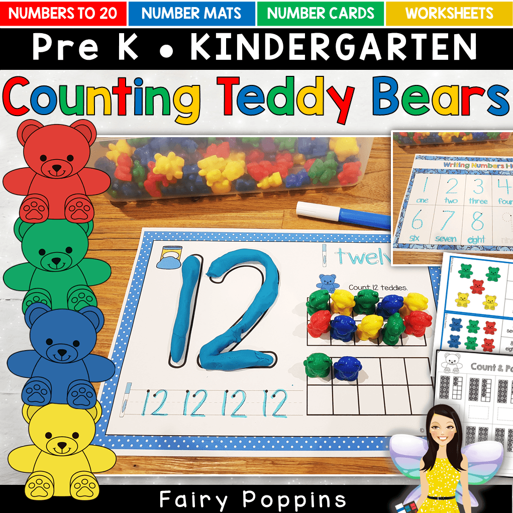 Counting bear number mats and activities, including worksheets - Fairy Poppins