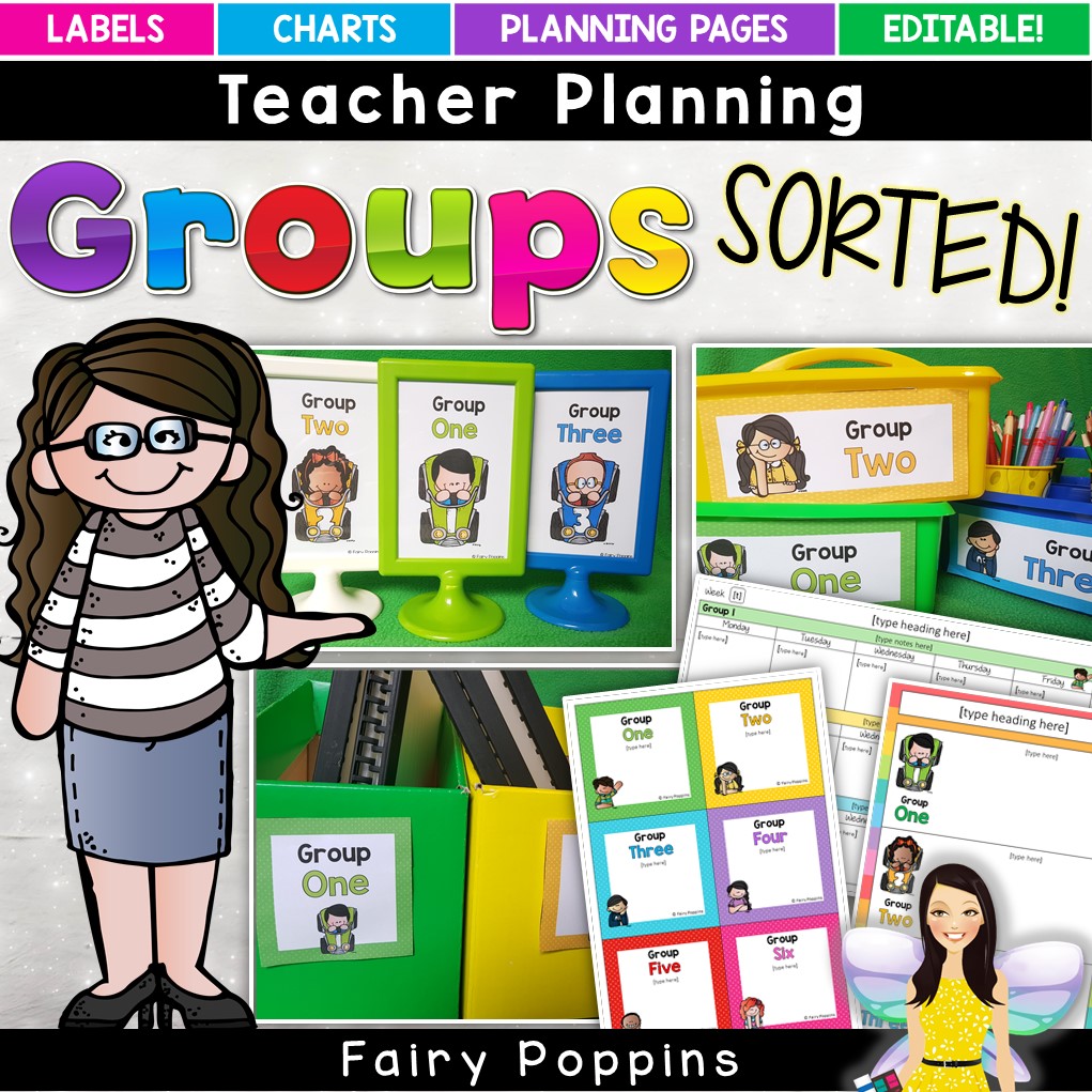 Teacher printables for grouping students - editable labels, planners and charts. ~ Fairy Poppins