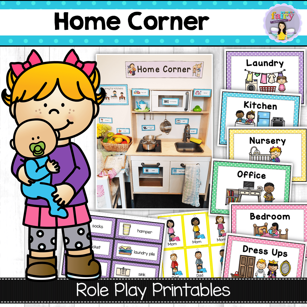 Home corner printables for dramatic and pretend play - Fairy Poppins