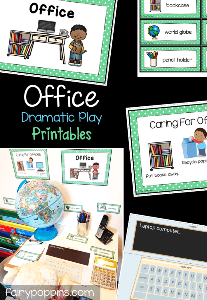 Office printables for dramatic play centers and pretend play - Fairy Poppins