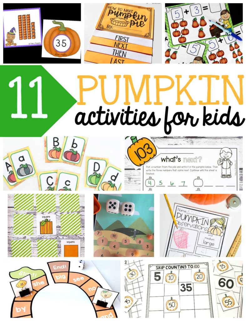 Pumpkin activities for kids. Free place value activities.~ Fairy Poppins