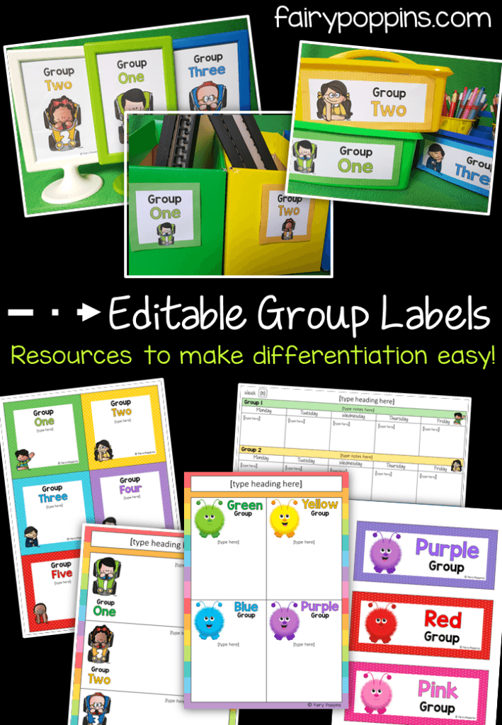 Editable group labels and planners to help create differentiated groups. -Fairy Poppins