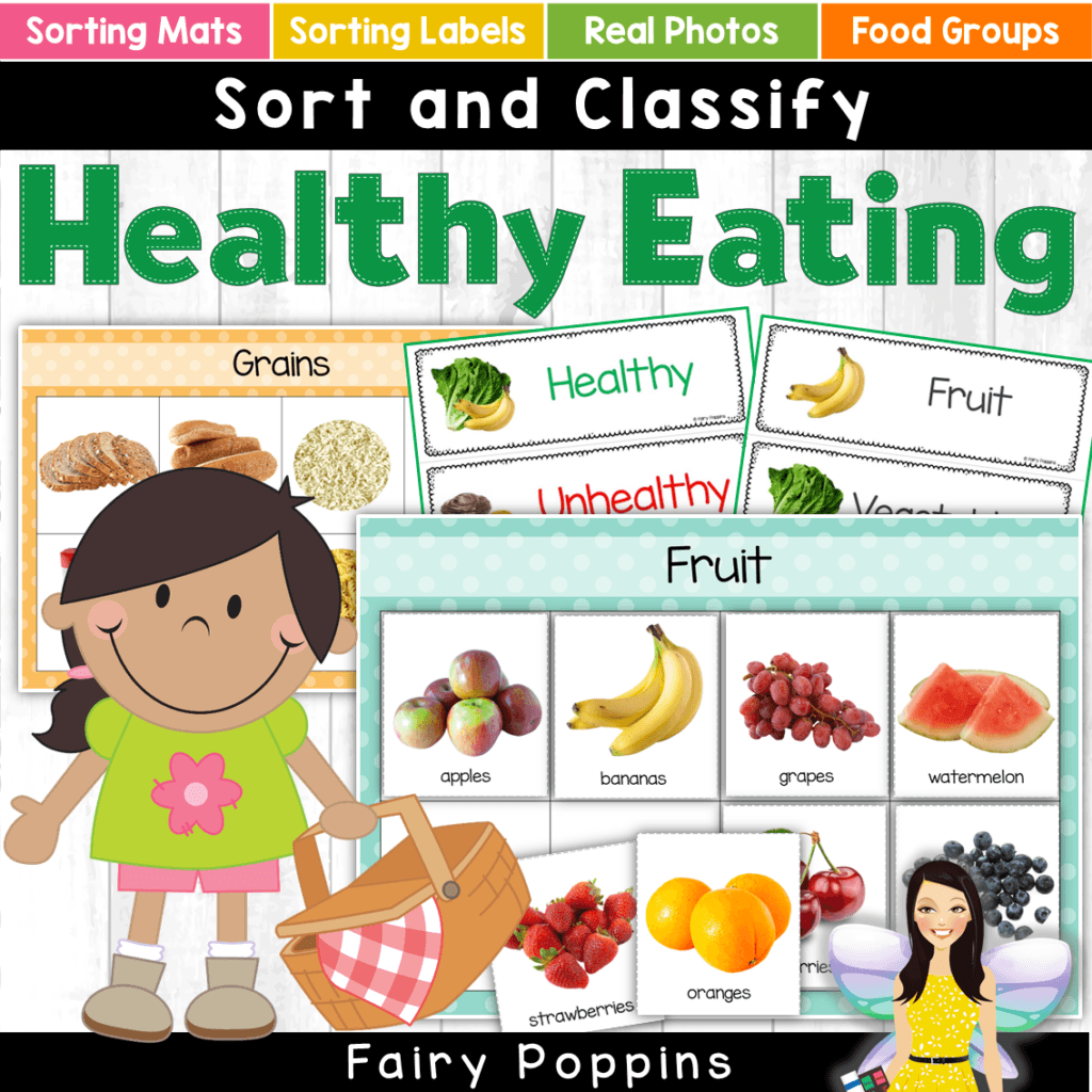 Healthy eating, food groups and nutrition activities for kids. Sort and classify mats. - Fairy Poppins