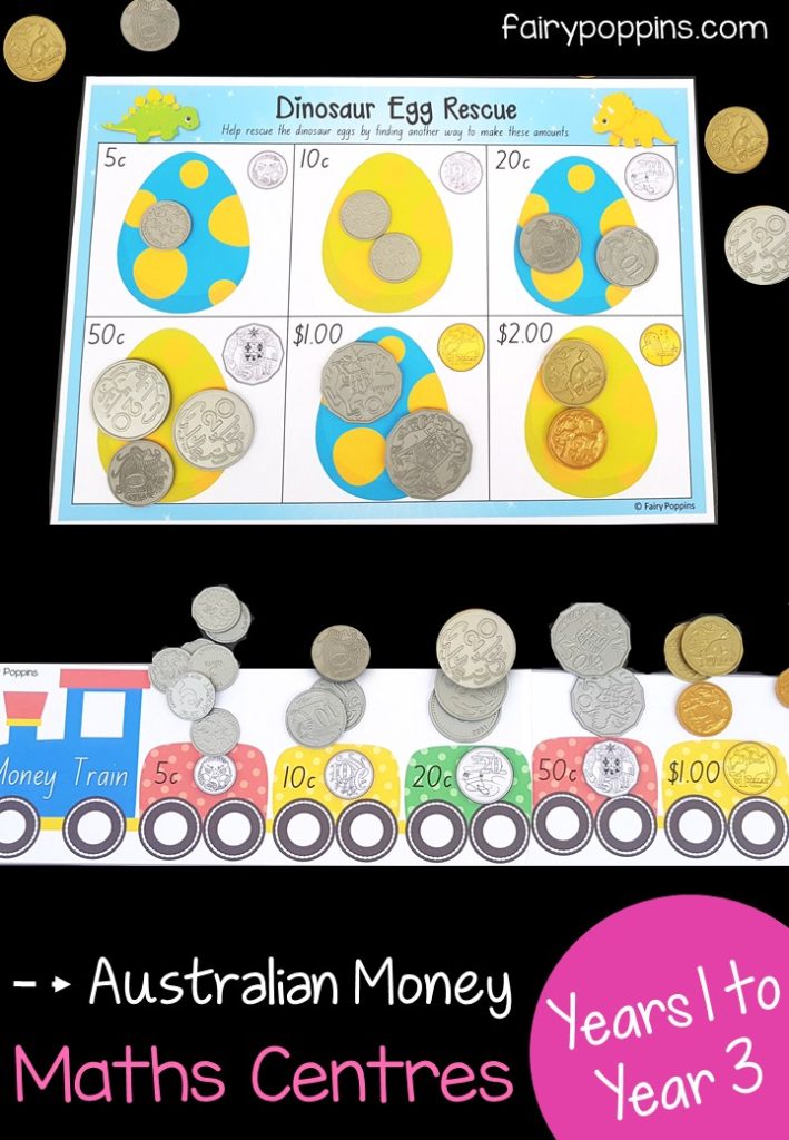 Australian money math centres including games, puzzles and activities. ~ Fairy Poppins