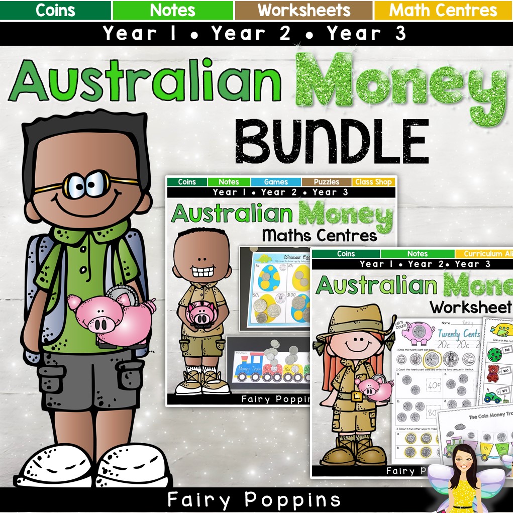 Australian money worksheets, math centres, games and activities. ~ Fairy Poppins