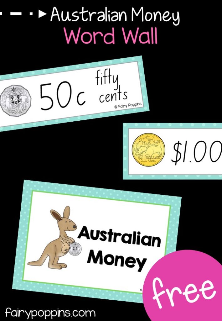 Free Australian money word wall of Australian coins and notes. ~ Fairy Poppins