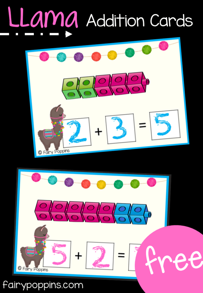 Llama addition and subtraction activities using number lines. Includes math centers and worksheets for numbers up to 20. ~Fairy Poppins