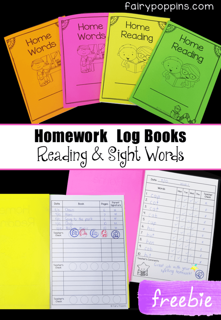 These free homework log books can be used to track home reading and sight word progress. They are easy to prepare and there are different templates to choose from. They are great for kids in kindergarten and elementary grades. #readingprintables #sightwordprintables #homereading #homesightwords #homeworklogs