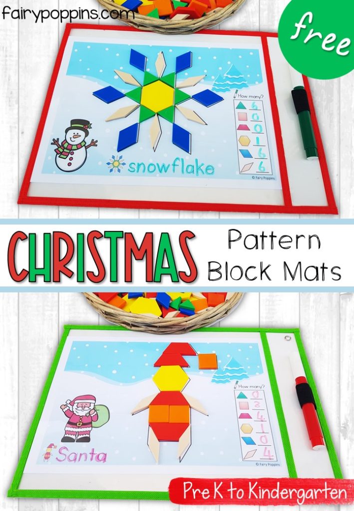 Christmas Pattern Block Templates-Free Printable Shape Mats