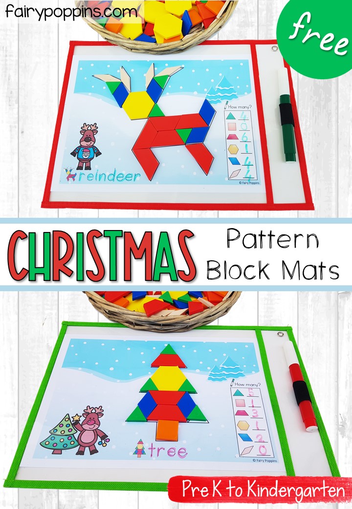 Christmas Pattern Block Mats - Fairy Poppins