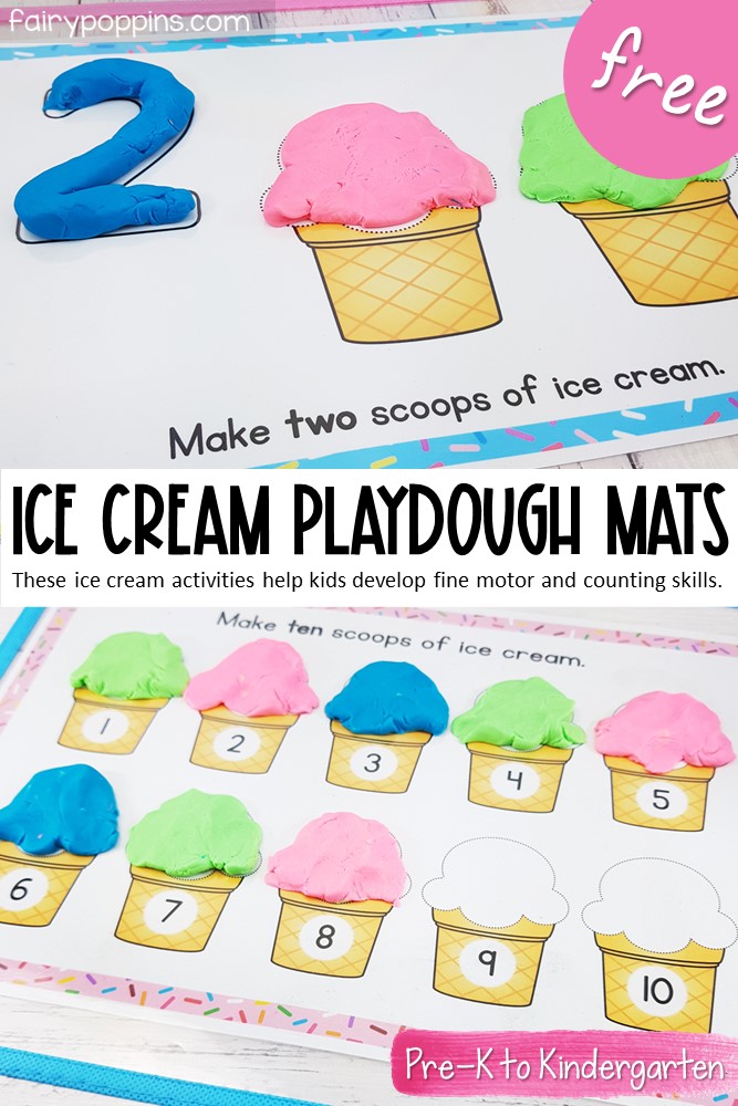 Ice Cream Number Playdough Mats - Fairy Poppins